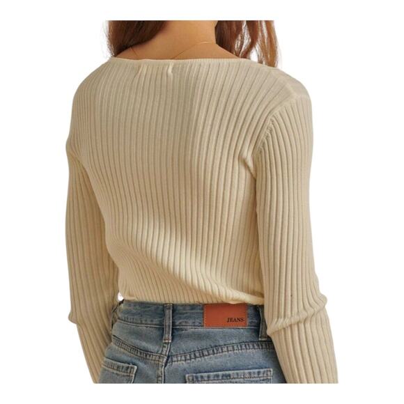 L Space Camryn Top Ivory Ribbed Sweater Long Sleeve Women's Size Small NWT - Picture 16 of 16